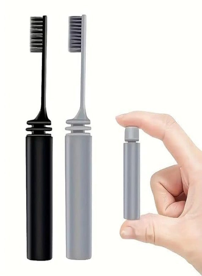 PIXELERA Travel Folding Toothbrush - 2 Pack (Black & Grey) | Soft Bristles | Compact & Foldable for Travel, Office, Camping - Image 1